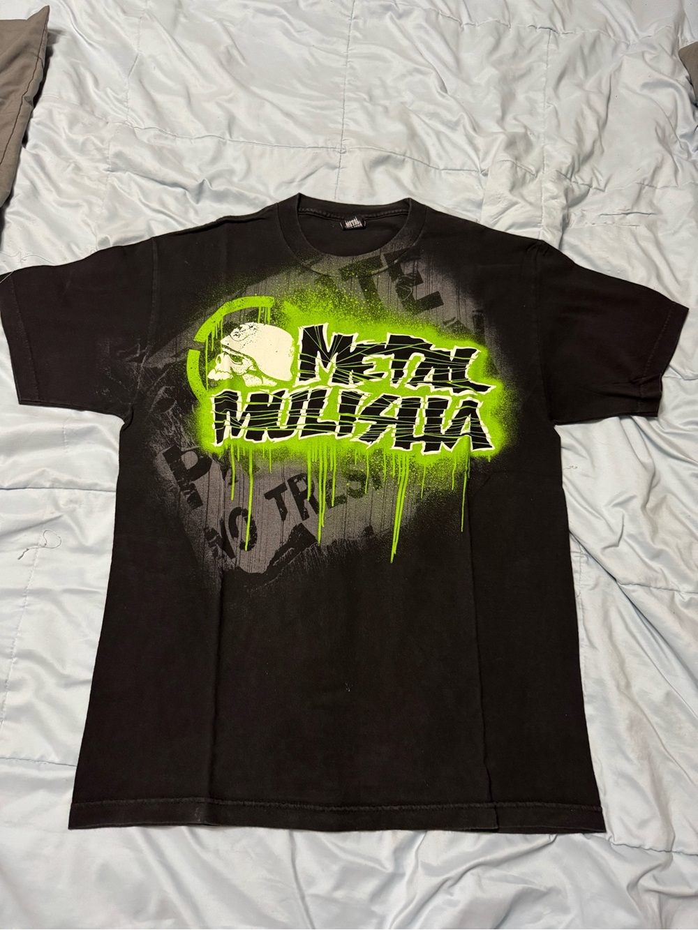 Metal Mulisha Black Tee with Neon Green Drip Logo